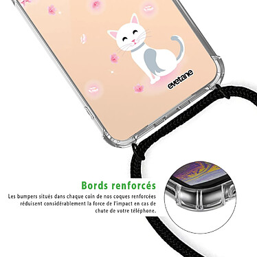 Acheter Evetane Coque cordon iPhone 11 Pro noir Dessin Chat et Fleurs