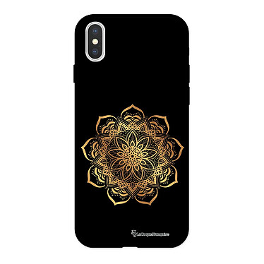 LaCoqueFrançaise Coque iPhone X/Xs Silicone Liquide Douce noir Mandala Or