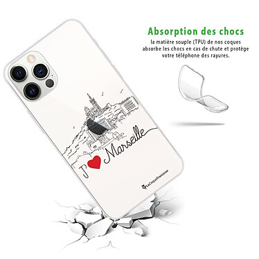 Avis LaCoqueFrançaise Coque iPhone 12/12 Pro 360 intégrale transparente Motif J'aime Marseille Tendance
