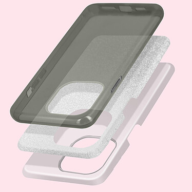 Avis Avizar Coque pour Apple iPhone 14 Pro Paillette Amovible Silicone Semi-rigide argent