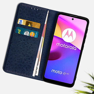 Acheter Avizar Étui Motorola Moto E40, E20 et E30 Portefeuille Fonction Support Vidéo Bleu