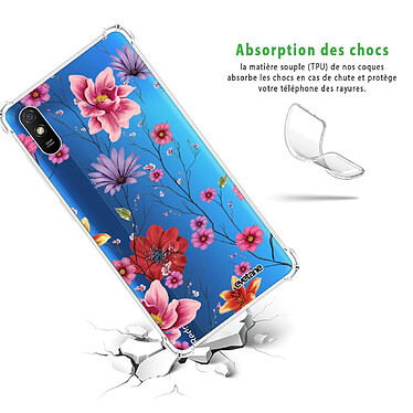 Avis Evetane Coque Xiaomi Redmi 9A anti-choc souple angles renforcés transparente Motif Fleurs Multicolores