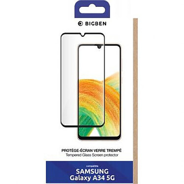 BigBen Connected Protection d'écran pour Samsung Galaxy A34 en verre trempé 2.5D Anti-rayures Transparent pas cher