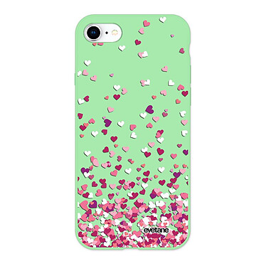 Evetane Coque iPhone 7/8/ iPhone SE 2020 Silicone Liquide Douce vert pâle Confettis De Coeur