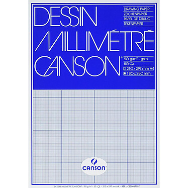 CANSON Bloc de 50 feuilles Papier millimétré A4 90g Ligné bleu