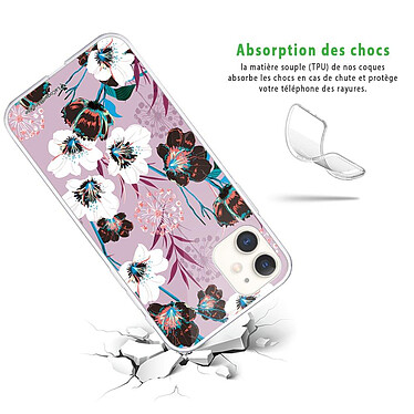 Avis LaCoqueFrançaise Coque iPhone 11 silicone transparente Motif Fleurs parme ultra resistant