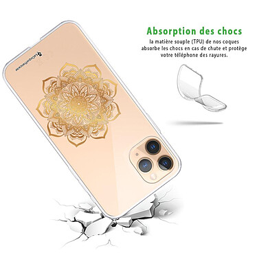 Avis LaCoqueFrançaise Coque iPhone 11 Pro Max silicone transparente Motif Mandala Or ultra resistant