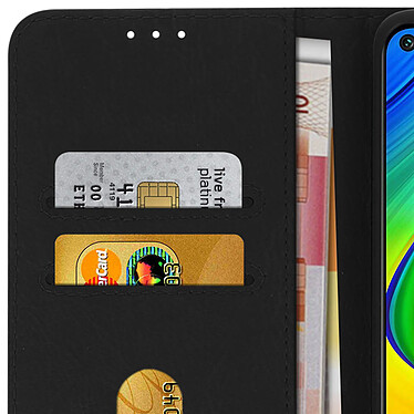Avizar Étui Xiaomi Redmi Note 9 Housse Intégrale Porte-carte Fonction Support noir pas cher