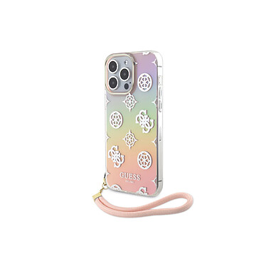 Guess Coque pour Apple iPhone 15 Pro TPU Peony avec dragonne Multicolore