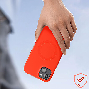 Avizar Coque Magsafe pour iPhone 15 Plus Silicone Souple Soft touch  Rouge pas cher