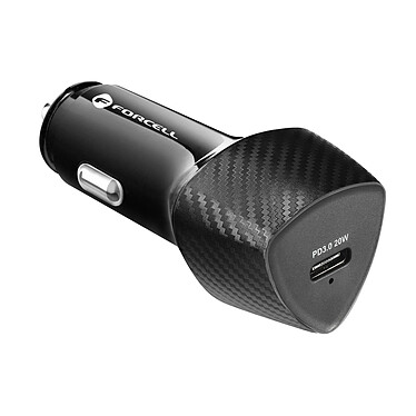 Forcell Chargeur Voiture USB-C 20W Power Delivery Charge Rapide  Noir Carbone