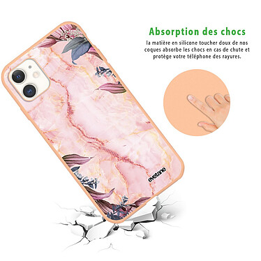 Avis Evetane Coque iPhone 11 Silicone Liquide Douce rose pâle Marbre Fleurs