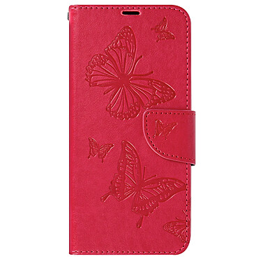 Avizar Étui pour Samsung A35 5G Portefeuille Papillon avec Dragonne Rose