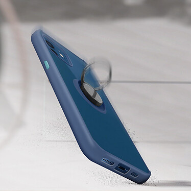 Avizar Coque Apple iPhone 12 Mini Bi-matière Bague Métallique Fonction Support bleu pas cher