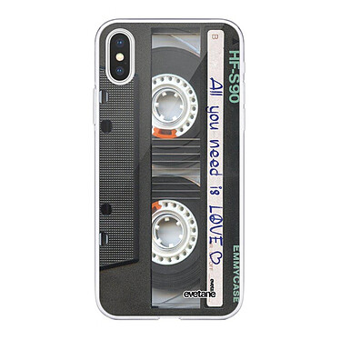 Evetane Coque iPhone X/Xs silicone transparente Motif Cassette ultra resistant