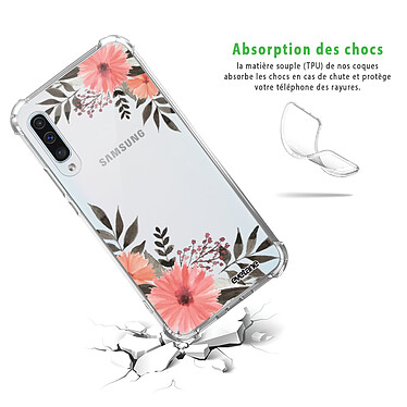 Avis Evetane Coque Samsung Galaxy A50 anti-choc souple angles renforcés transparente Motif Fleurs roses