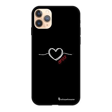LaCoqueFrançaise Coque iPhone 11 Pro Silicone Liquide Douce noir Coeur Blanc Amour