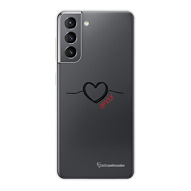 LaCoqueFrançaise Coque Samsung Galaxy S21 5G 360 intégrale transparente Motif Coeur Noir Amour Tendance