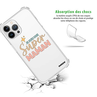 Avis Evetane Coque iPhone 13 Pro Max Silicone antichocs Solides coins renforcés  transparente Motif Je suis une super Maman