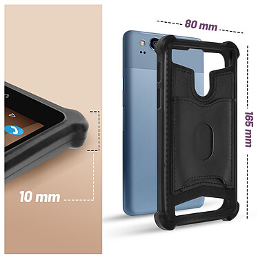 Avizar Coque Smartphone 5.3'' à 5.5'' Souple Coins Bumper Porte-carte Amovible  Noir pas cher