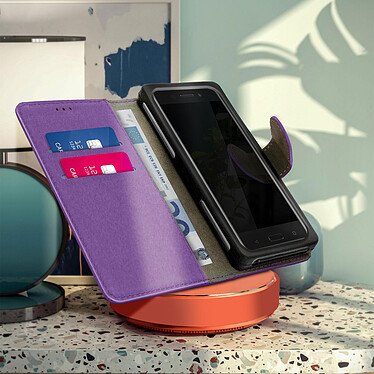 Avis Avizar Étui pour Smartphone 5,31 à 5,8 Pouces Tissu Denim Portefeuille Coulissant  violet