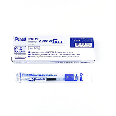 PENTEL Recharge LRN5 pour Roller encre gel ENERGEL Pointe 0,5 mm Bleu x 12