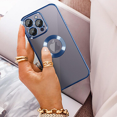 Acheter Avizar Coque iPhone 14 Pro Silicone Souple Bloc Caméra Couvert  Transparent Contour bleu Chromé