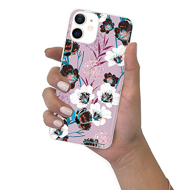 LaCoqueFrançaise Coque iPhone 12 mini silicone transparente Motif Fleurs parme ultra resistant pas cher