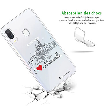 Avis LaCoqueFrançaise Coque Samsung Galaxy A20e 360 intégrale transparente Motif J'aime Marseille Tendance