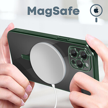 Avis Avizar Coque MagSafe pour iPhone 12 Pro Silicone Protection Caméra  Contour Chromé Vert