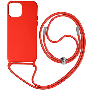 Avizar Coque Cordon pour iPhone 12 et 12 Pro Semi-rigide Lanière Tour du Cou 80cm  rouge