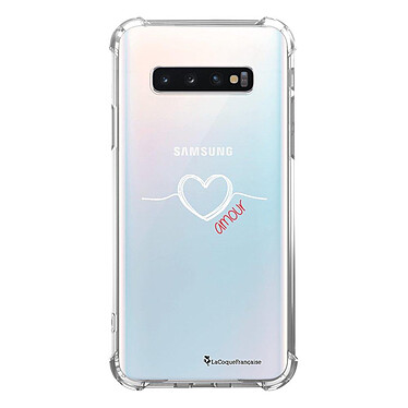 LaCoqueFrançaise Coque Samsung Galaxy S10 anti-choc souple angles renforcés transparente Motif Coeur Blanc Amour