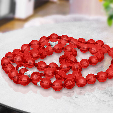 Avis Avizar Bijou de Téléphone Bracelet à Perles Rondes Collection Glam rouge Translucide
