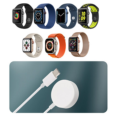 Acheter Avizar Chargeur pour Apple Watch Series Ultra 8 7 6 5 4 3 2 Charge Sans Fil 30cm Blanc