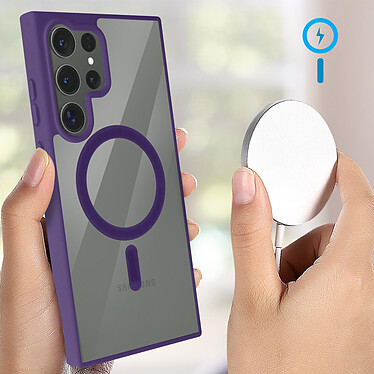 Avis Avizar Coque MagSafe pour Samsung Galaxy S23 Ultra Dos Rigide Contour Silicone Mat  Violet Foncé