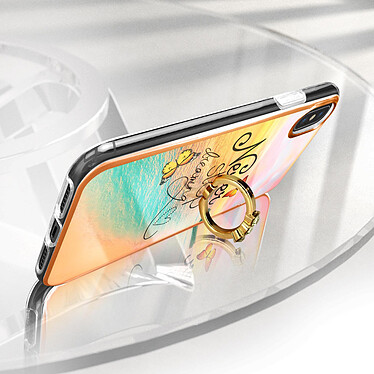 Avis Avizar Coque iPhone X et XS Bi-matière avec Bague de Maintien Motif Plage Orange