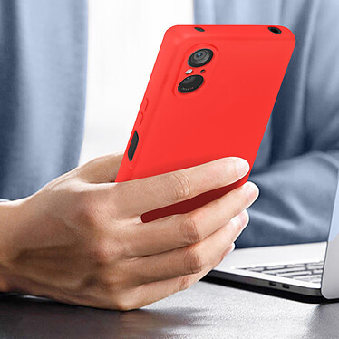 Acheter Avizar Coque pour Sony Xperia 5 V Silicone Semi-rigide Finition Soft-touch avec Dragonne  Rouge