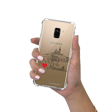 LaCoqueFrançaise Coque Samsung Galaxy A8 2018 anti-choc souple angles renforcés transparente Motif J'aime Marseille pas cher