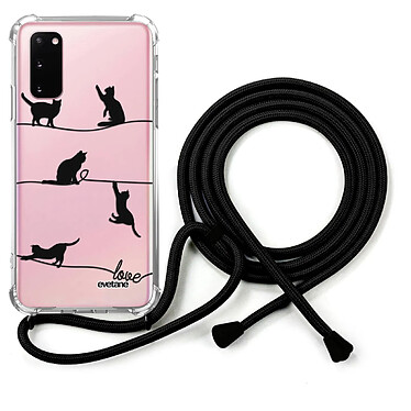 Evetane Coque cordon Samsung Galaxy S20 Dessin Chat Lignes