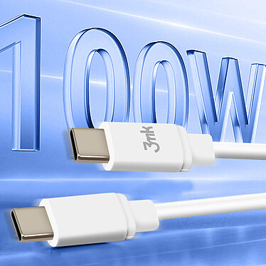 Acheter 3mk Cable USB C vers USB C 100W Charge Rapide 2m Blanc