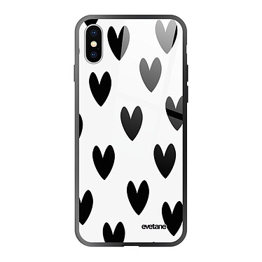 Evetane Coque iPhone X/Xs Coque Soft Touch Glossy Coeurs Noirs Design