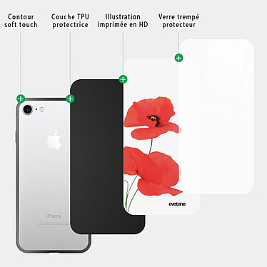 Acheter Evetane Coque iPhone 7/8/ iPhone SE 2020/ 2022 Coque Soft Touch Glossy Coquelicot Design
