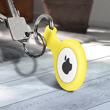 Avis Avizar Protection pour AirTag Silicone Gel Ultra-fin Soft-touch avec Porte-clé jaune
