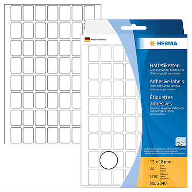 HERMA Etui de 288 étiquettes multi-usage, 34 x 53mm, blanc