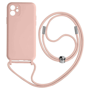 Avizar Coque Cordon pour iPhone 11 Semi-rigide Lanière Tour du Cou 80cm  Rose