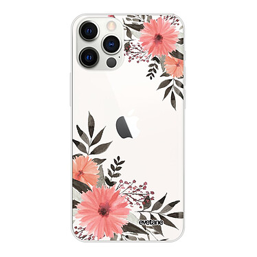 Evetane Coque iPhone 12/12 Pro silicone transparente Motif Fleurs roses ultra resistant
