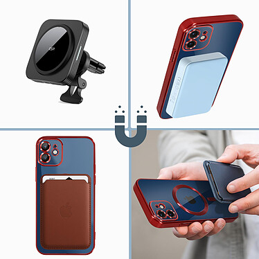Acheter Avizar Coque MagSafe pour iPhone 12 Silicone Protection Caméra  Contour Chromé Rouge