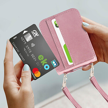 Avizar Coque pour Samsung Z Flip 4 Cuir Porte cartes Bandoulière  Versatile Case rose gold pas cher