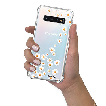 Evetane Coque Samsung Galaxy S10 anti-choc souple angles renforcés transparente Motif Marguerite pas cher