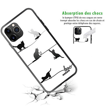 Avis Evetane Coque en verre trempé iPhone 11 Pro Max Chat Lignes